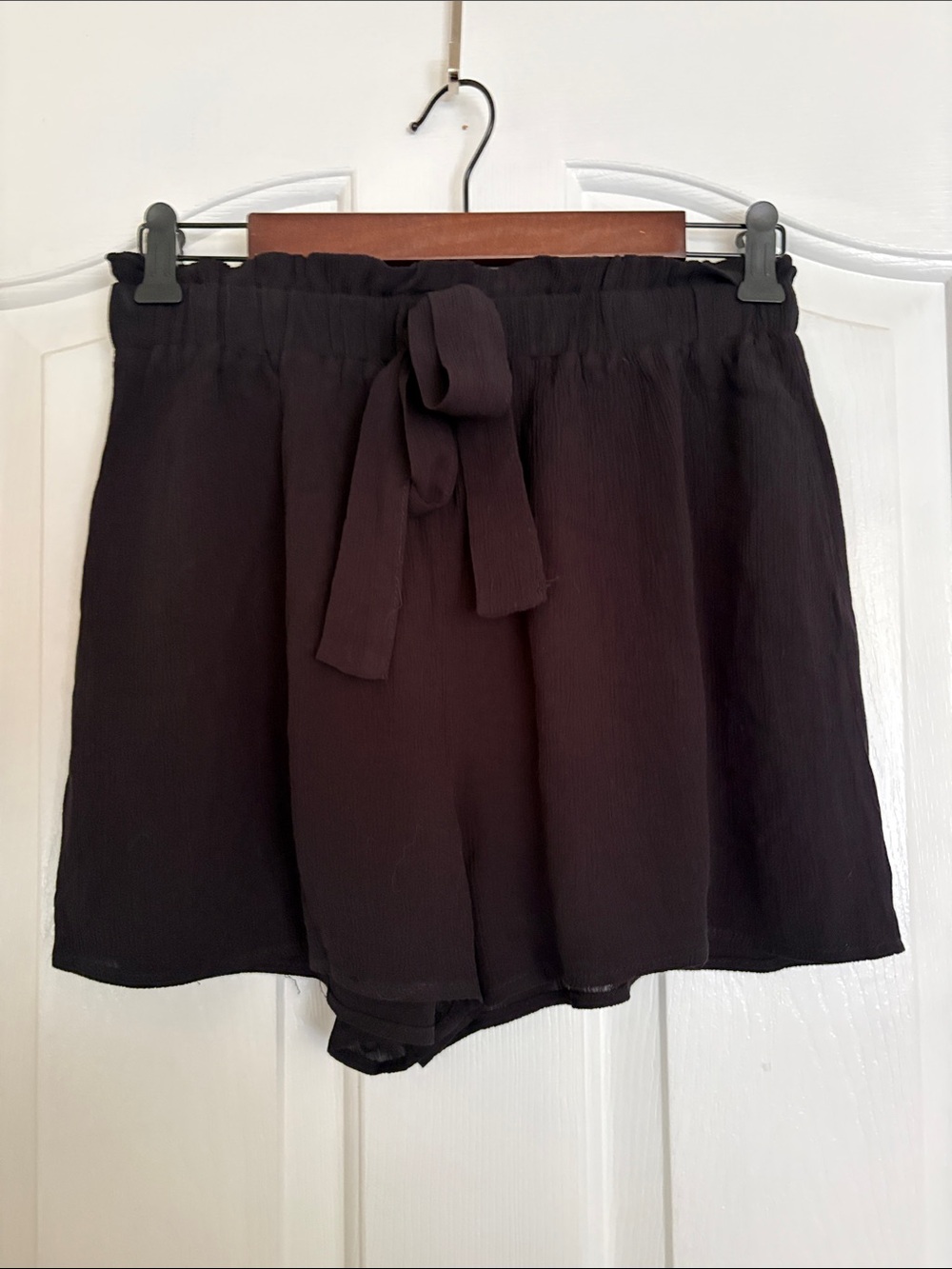 Divided Black High-Rise Tie-Front Paperbag Shorts